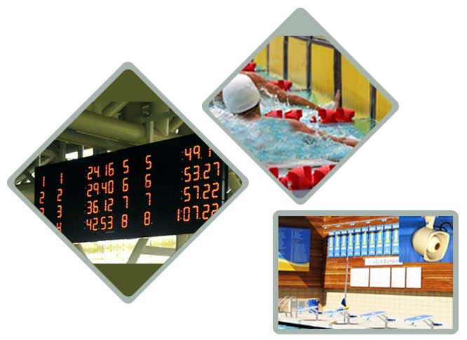 swimming pool, scoreboard, led